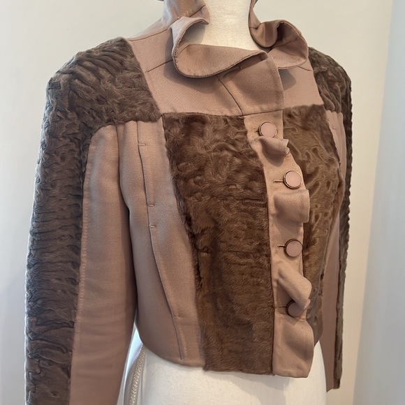 VALENTINO TechnoCOUTURE JACKET Beautiful Nude Color with Lamb fur insert Size 10 - Picture 6 of 15